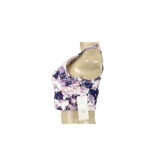 Danskin M Purple Multi Print Scoop Neck Cut-Out Back Removeable Pads Sports Bra - Picture 3 of 6